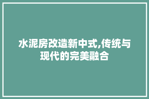 水泥房改造新中式,传统与现代的完美融合