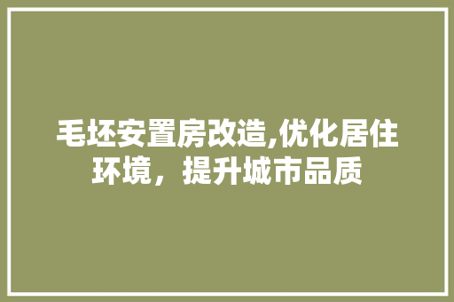 毛坯安置房改造,优化居住环境，提升城市品质