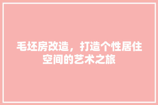 毛坯房改造，打造个性居住空间的艺术之旅