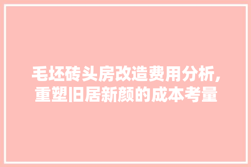 毛坯砖头房改造费用分析,重塑旧居新颜的成本考量