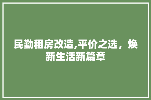 民勤租房改造,平价之选，焕新生活新篇章