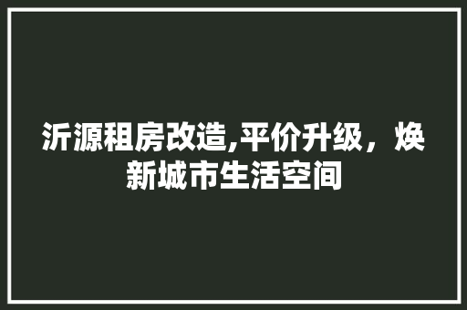 沂源租房改造,平价升级，焕新城市生活空间
