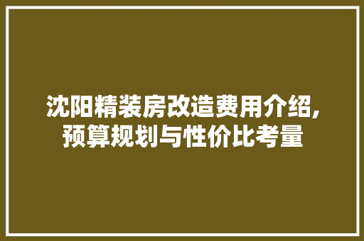 沈阳精装房改造费用介绍,预算规划与性价比考量