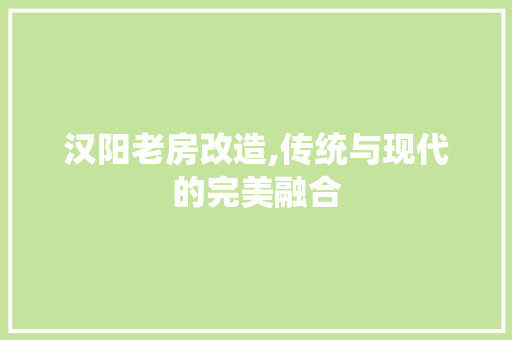 汉阳老房改造,传统与现代的完美融合