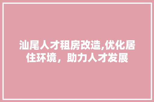 汕尾人才租房改造,优化居住环境，助力人才发展