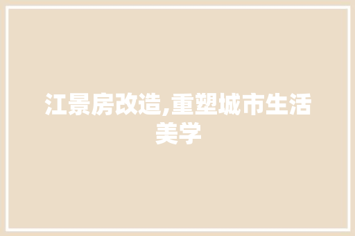江景房改造,重塑城市生活美学