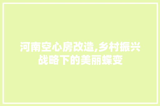 河南空心房改造,乡村振兴战略下的美丽蝶变