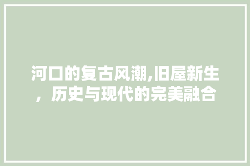 河口的复古风潮,旧屋新生，历史与现代的完美融合