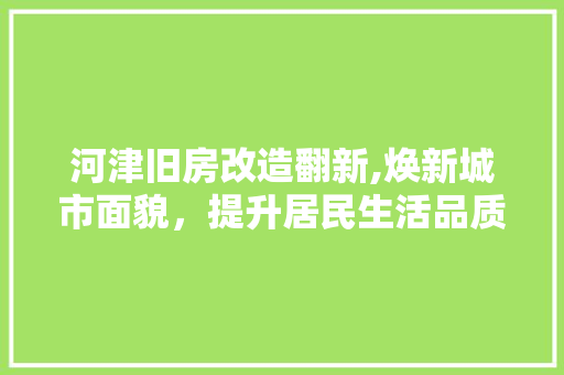 河津旧房改造翻新,焕新城市面貌，提升居民生活品质