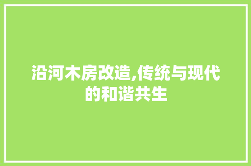 沿河木房改造,传统与现代的和谐共生