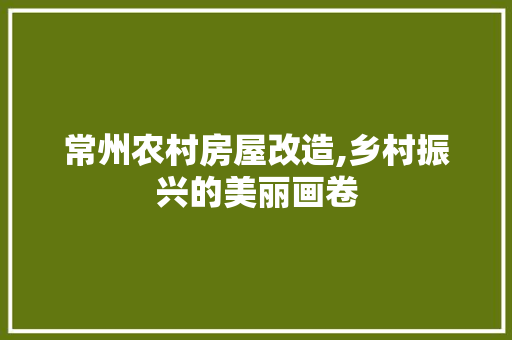 常州农村房屋改造,乡村振兴的美丽画卷