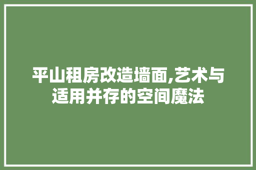 平山租房改造墙面,艺术与适用并存的空间魔法