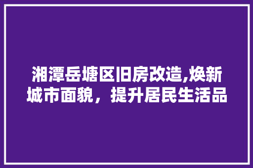 湘潭岳塘区旧房改造,焕新城市面貌，提升居民生活品质