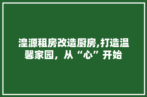 湟源租房改造厨房,打造温馨家园，从“心”开始