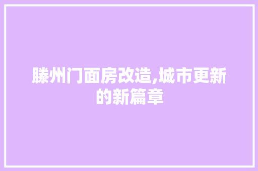 滕州门面房改造,城市更新的新篇章