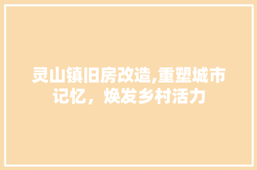 灵山镇旧房改造,重塑城市记忆，焕发乡村活力