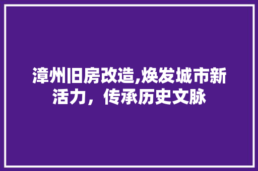 漳州旧房改造,焕发城市新活力，传承历史文脉