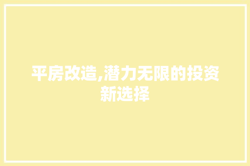 平房改造,潜力无限的投资新选择