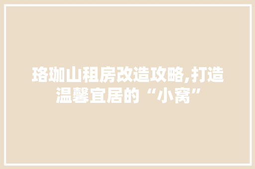 珞珈山租房改造攻略,打造温馨宜居的“小窝”
