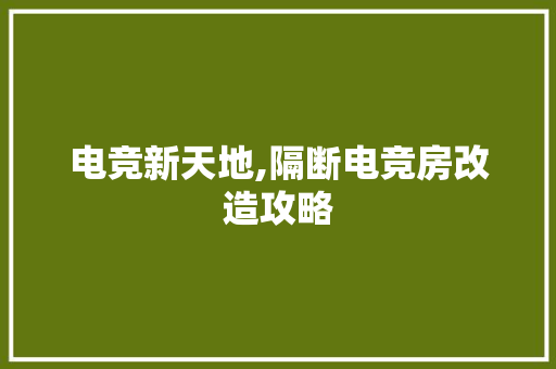 电竞新天地,隔断电竞房改造攻略