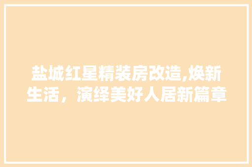 盐城红星精装房改造,焕新生活，演绎美好人居新篇章
