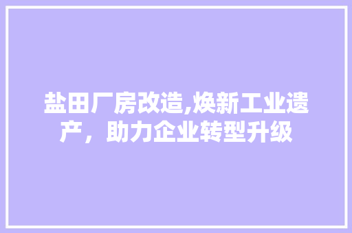 盐田厂房改造,焕新工业遗产，助力企业转型升级