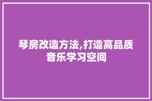 琴房改造方法,打造高品质音乐学习空间