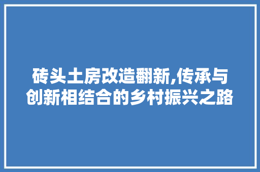 砖头土房改造翻新,传承与创新相结合的乡村振兴之路