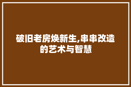 破旧老房焕新生,串串改造的艺术与智慧