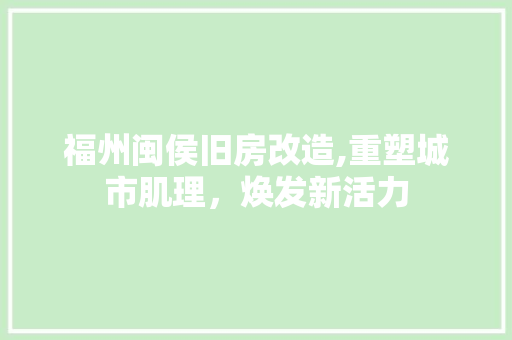 福州闽侯旧房改造,重塑城市肌理，焕发新活力