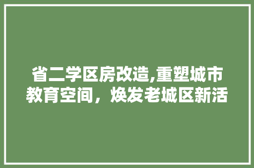 省二学区房改造,重塑城市教育空间，焕发老城区新活力