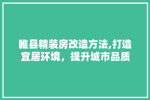 睢县精装房改造方法,打造宜居环境，提升城市品质