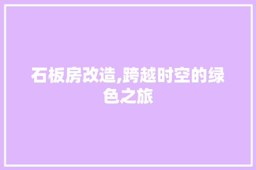 石板房改造,跨越时空的绿色之旅
