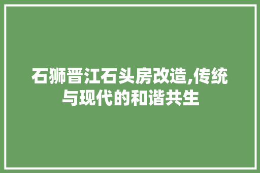 石狮晋江石头房改造,传统与现代的和谐共生