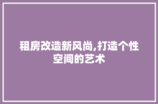 租房改造新风尚,打造个性空间的艺术