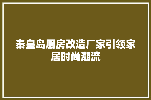 秦皇岛厨房改造厂家引领家居时尚潮流