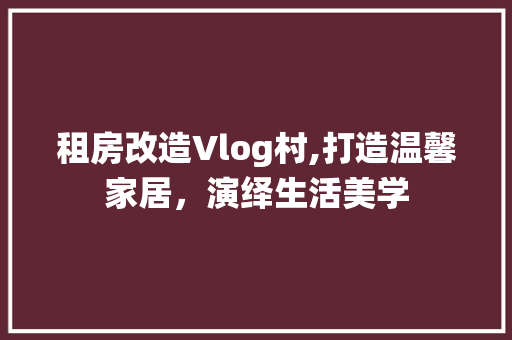 租房改造Vlog村,打造温馨家居，演绎生活美学