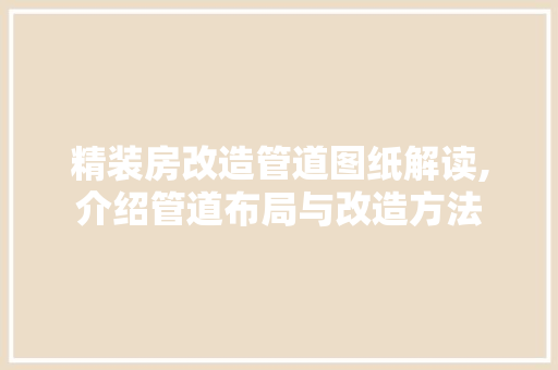 精装房改造管道图纸解读,介绍管道布局与改造方法