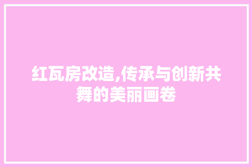 红瓦房改造,传承与创新共舞的美丽画卷
