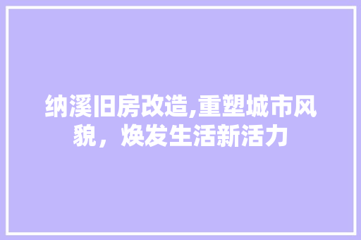 纳溪旧房改造,重塑城市风貌，焕发生活新活力