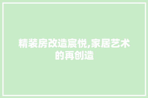 精装房改造宸悦,家居艺术的再创造