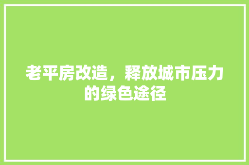 老平房改造，释放城市压力的绿色途径
