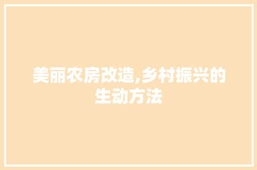 美丽农房改造,乡村振兴的生动方法