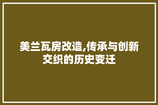 美兰瓦房改造,传承与创新交织的历史变迁