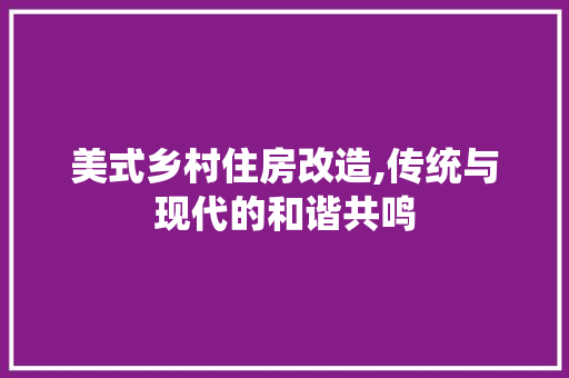 美式乡村住房改造,传统与现代的和谐共鸣